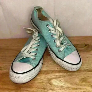 Converse All Star Low Top Tennis Shoes in Mint Green/Teal Blue - Mens 5 Ladies 7